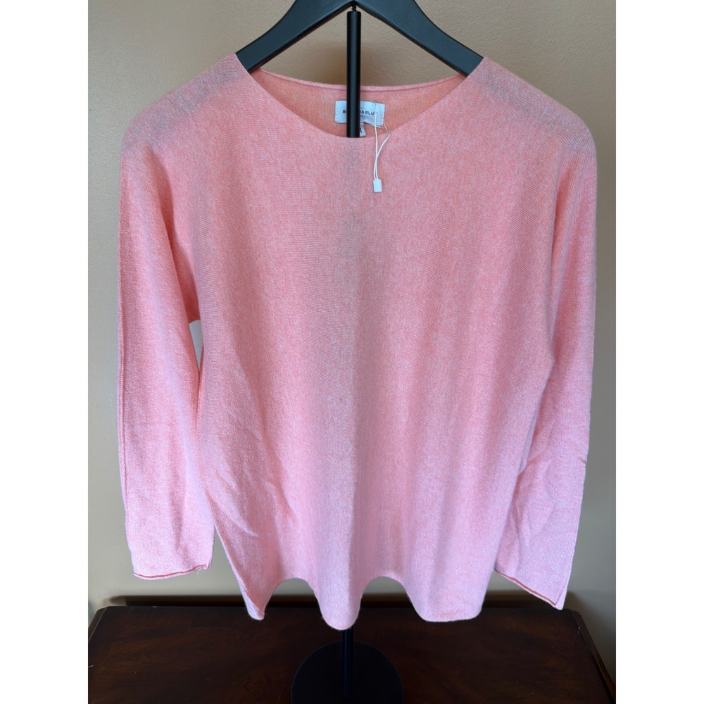 Bianco & Blu Italy Peach Pink Lightweight Knit Crewneck Sweater Womens Med NWT